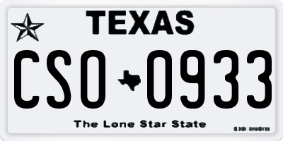 TX license plate CSO0933