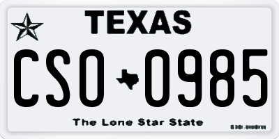 TX license plate CSO0985