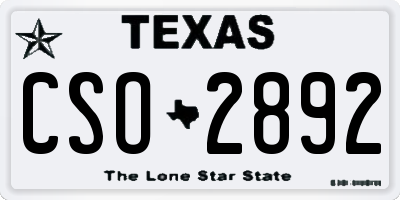 TX license plate CSO2892