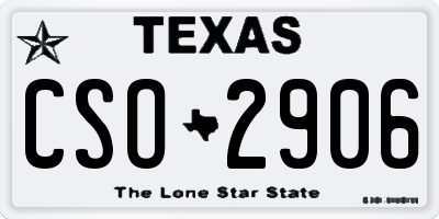 TX license plate CSO2906