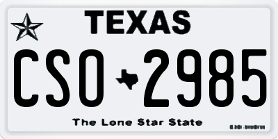 TX license plate CSO2985