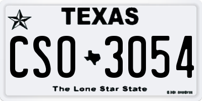 TX license plate CSO3054