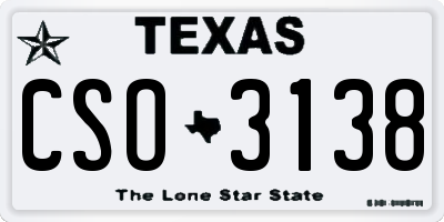 TX license plate CSO3138