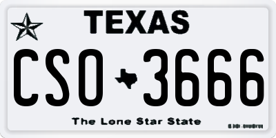 TX license plate CSO3666