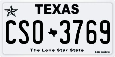 TX license plate CSO3769