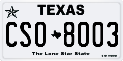 TX license plate CSO8003