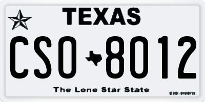 TX license plate CSO8012