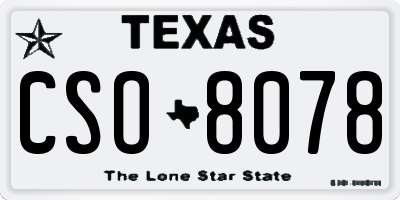 TX license plate CSO8078