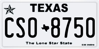 TX license plate CSO8750