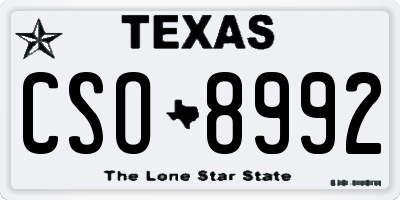 TX license plate CSO8992
