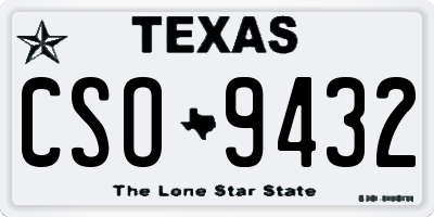 TX license plate CSO9432