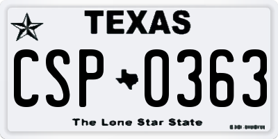 TX license plate CSP0363