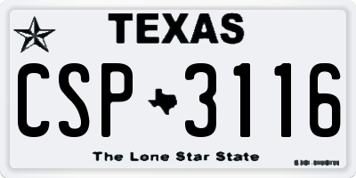 TX license plate CSP3116