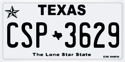 TX license plate CSP3629