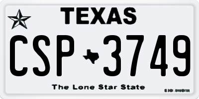 TX license plate CSP3749