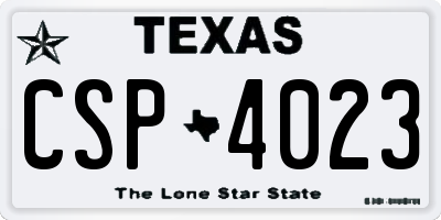 TX license plate CSP4023