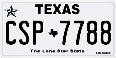 TX license plate CSP7788