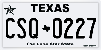 TX license plate CSQ0227