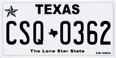 TX license plate CSQ0362
