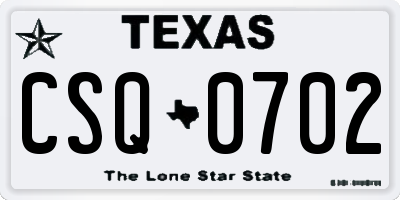 TX license plate CSQ0702
