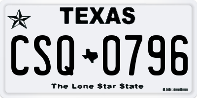 TX license plate CSQ0796