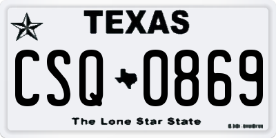 TX license plate CSQ0869