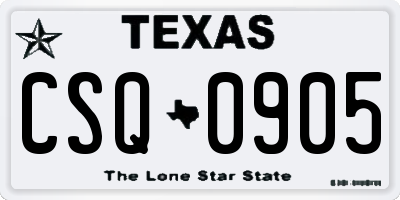 TX license plate CSQ0905