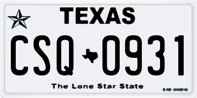 TX license plate CSQ0931