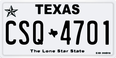TX license plate CSQ4701
