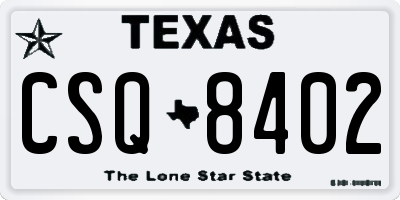 TX license plate CSQ8402
