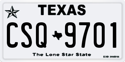 TX license plate CSQ9701