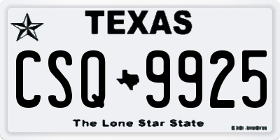 TX license plate CSQ9925