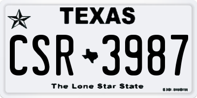 TX license plate CSR3987