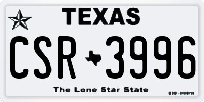 TX license plate CSR3996
