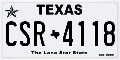 TX license plate CSR4118