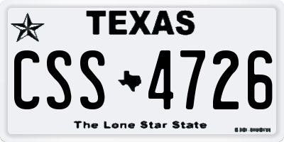 TX license plate CSS4726