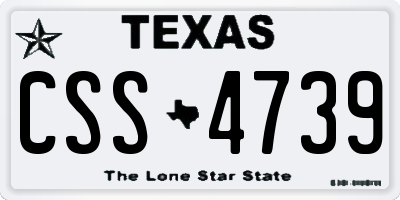 TX license plate CSS4739
