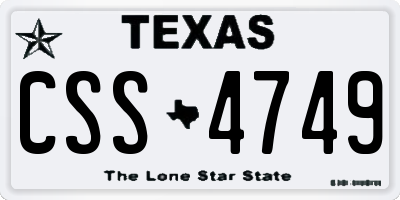 TX license plate CSS4749
