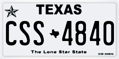 TX license plate CSS4840