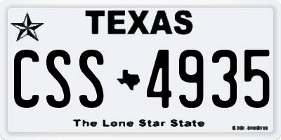 TX license plate CSS4935