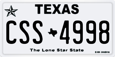 TX license plate CSS4998