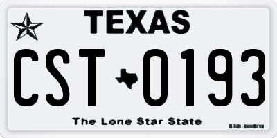 TX license plate CST0193