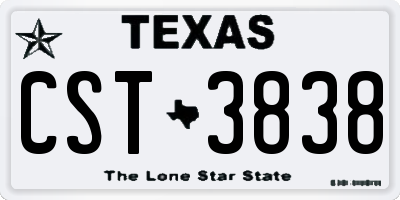 TX license plate CST3838