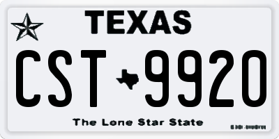 TX license plate CST9920
