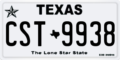 TX license plate CST9938