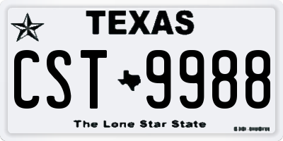 TX license plate CST9988