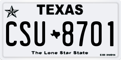 TX license plate CSU8701