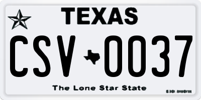TX license plate CSV0037
