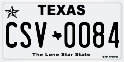 TX license plate CSV0084