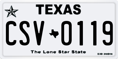 TX license plate CSV0119